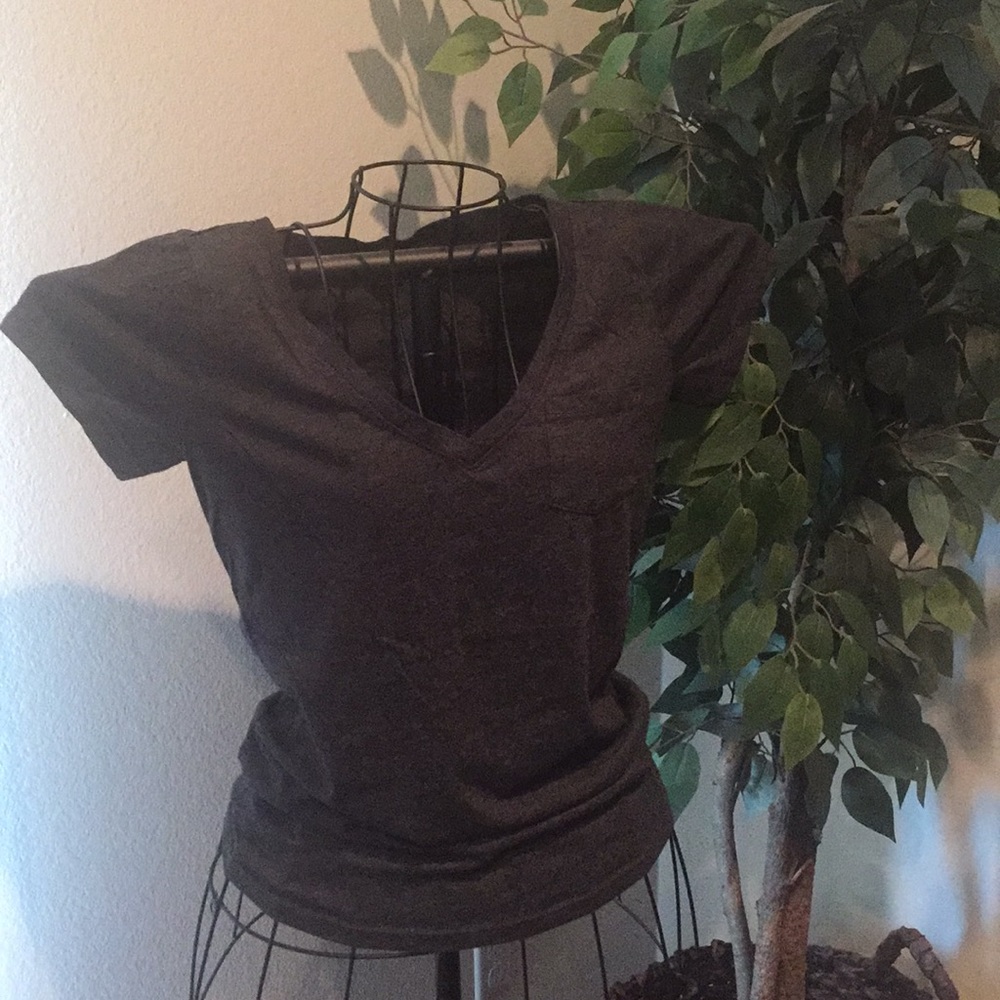 Plain dark gray v-neck